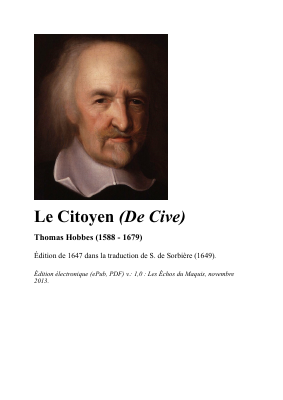 Couverture de Hobbes - Le citoyen